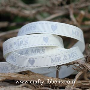 Wedding Owl Ribbon - Mr & Mrs Bridal White